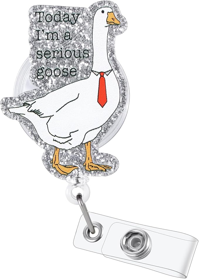 Funny Serious Goose Nurse Badge Reel, Fun Office Work Badge Holder Retractable by BEZTN