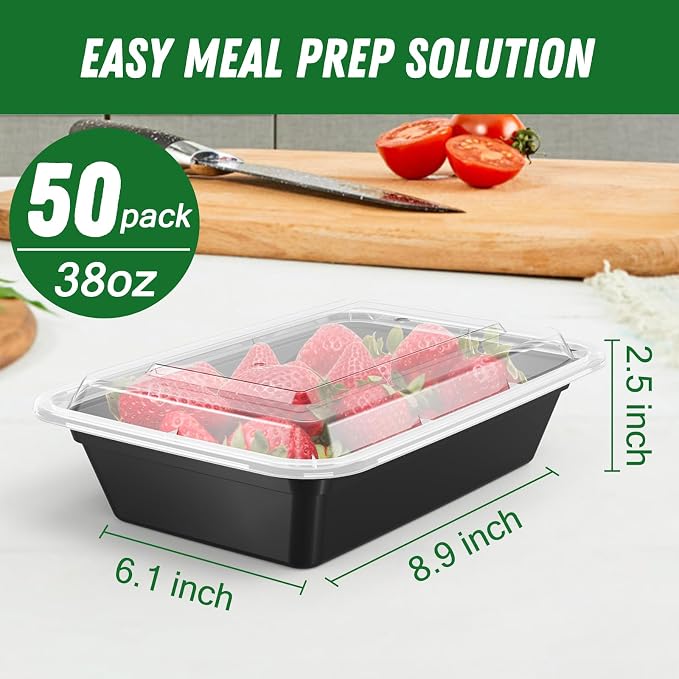 Dealusy 50 Pack 38 oz Meal Prep Containers Reusable - Image 2
