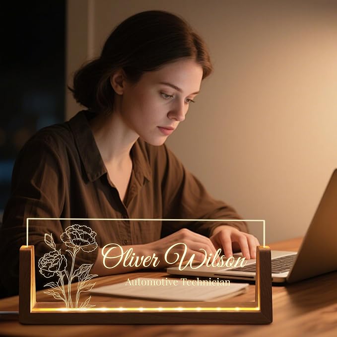 Custom Light Up Name Plate for Desk, Personalized LED Acrylic Name Sign - Image 4