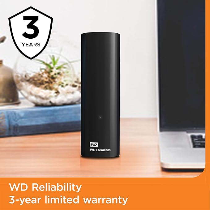 Western Digital 10TB Elements Desktop External Hard Drive, USB 3.0 external hard drive for plug-and-play storage - WDBWLG0100HBK-NESN-DeskLoop Office