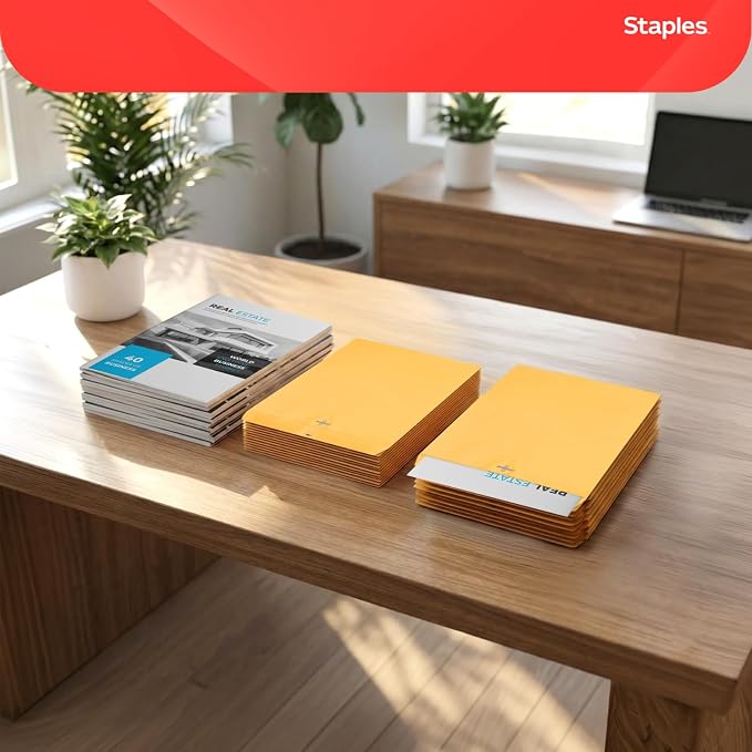 Staples 9 x 12 Kraft Clasp & Moistenable Envelopes, Heavyweight Document Mailers - Image 5