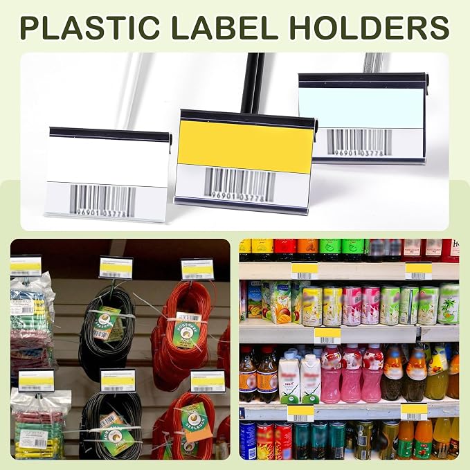 Tatuo 100 Pcs Reusable Plastic Wire Shelf Label Holders, Price Card Sign - Image 4