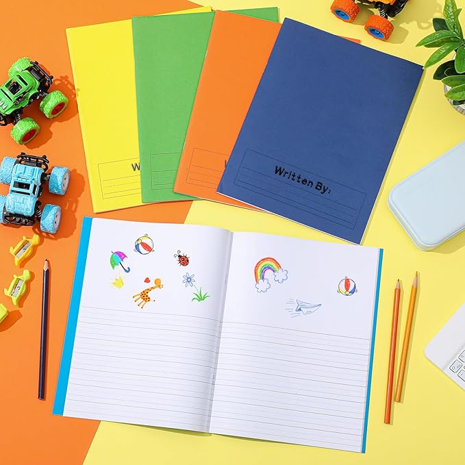 Henoyso 12 Pcs Primary Composition Notebook K-2 9 3/4 x 7 1/2 Inch Primary Journal, Back to School Supplies, Bulk Blank Writing Book for Kid to Write Draw Journal 60 Page Notebooks (Fresh Color)-DeskLoop Office