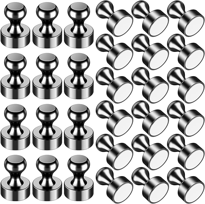 VNDUEEY 30Pcs Strong Fridge Magnets, Black Whiteboard Magnets Refrigerator Magnets, Magnetic Push Pin, Small Metal Magnets for Locker, Map, Kitchen, Office, School, Adults-DeskLoop Office