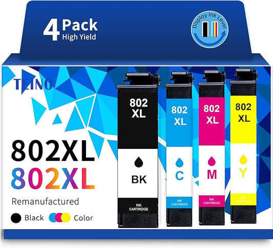 TEINO 802XL Ink Cartridges Combo Pack for Epson Printer Remanufactured Replacement for Epson 802 802XL Ink Cartridges for Epson Workforce Pro WF-4730 WF-4720 WF-4734 WF-4740 EC-4020 EC-4030 (4-Pack)-DeskLoop Office