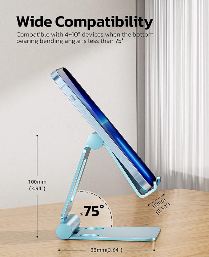 Nulaxy Dual Folding Cell Phone Stand, Fully Adjustable Foldable Desktop Phone - Image 2