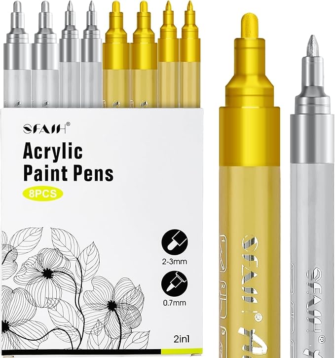 SFAIH Gold & Silver Acrylic Paint Markers by SFAIH