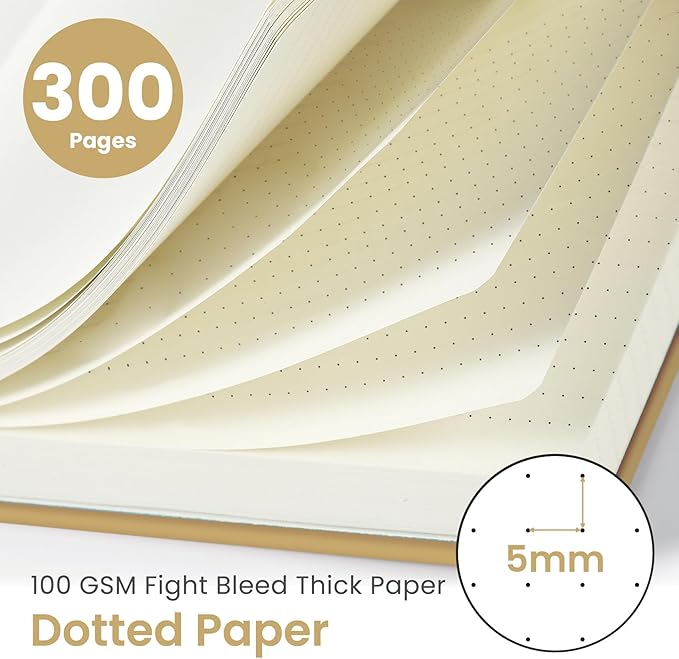 Spiral Dotted Notebook Journal for Work, 300 Pages, Thick B5 (7.1"x10") Bullet Dotted Journal for Women & Writing, Hardcover Notebook for Note Taking, Perfect for Work School Note Taking Business, Grey Beige-DeskLoop Office