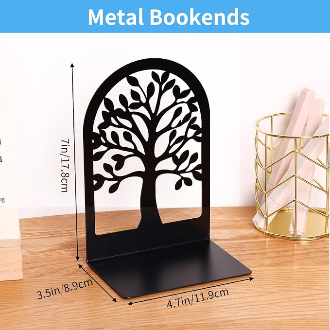 EOOUT Bookends for Shelves Decorative, 5 Pairs of Tree Bookends Supports - Image 2