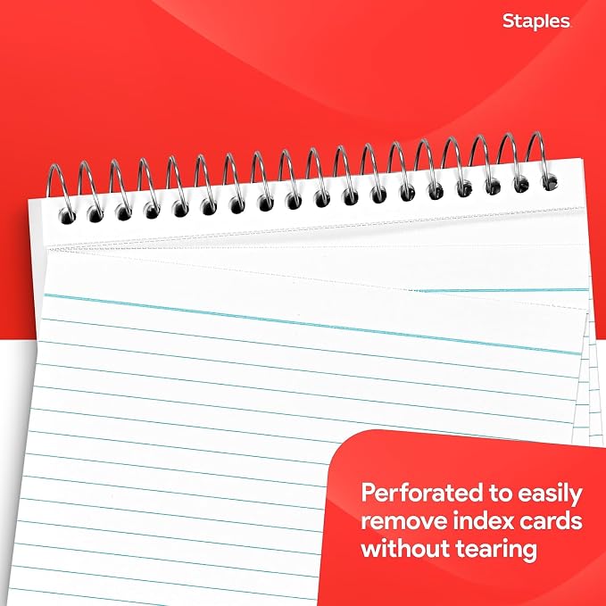 Staples Index Cards, Micro‑Perforated, 150 Cards – Tear‑Off Ruled Cards - Image 3
