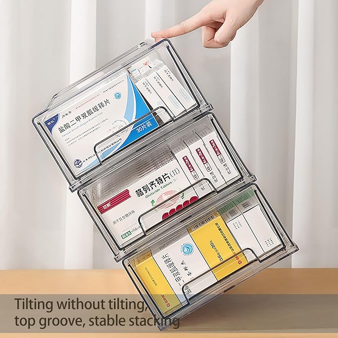 Sgoostood 6 Pack Stackable Organizer Drawers, Transparent Drawer in Home - Image 3