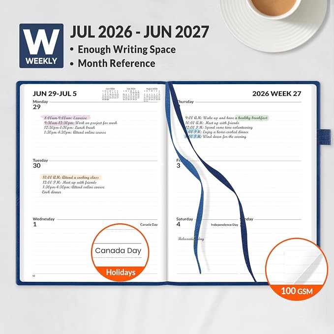 SUNEE 2026-2027 Weekly & Monthly Hardcover Planner 5.5" x 8.3" - Image 3