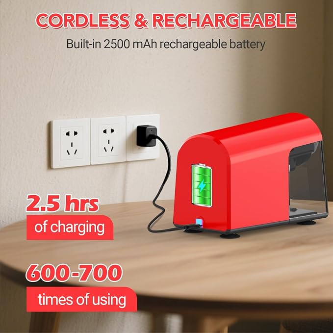 AFMAT Electric Pencil Sharpener Heavy Duty, 6 Holes, Cordless & Rechargeable - Image 6