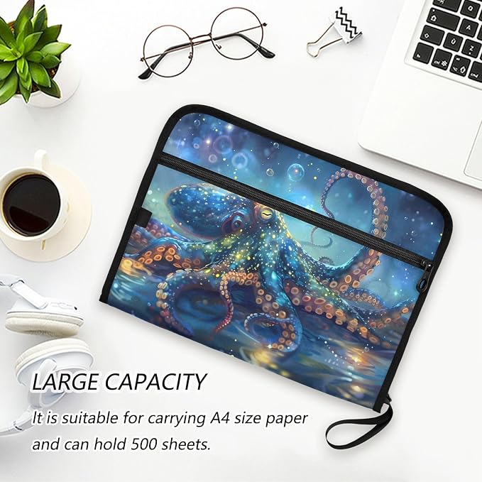 Expanding File Folder Octopus Blue Accordion File Organizer 13 Pockets Document - Image 5