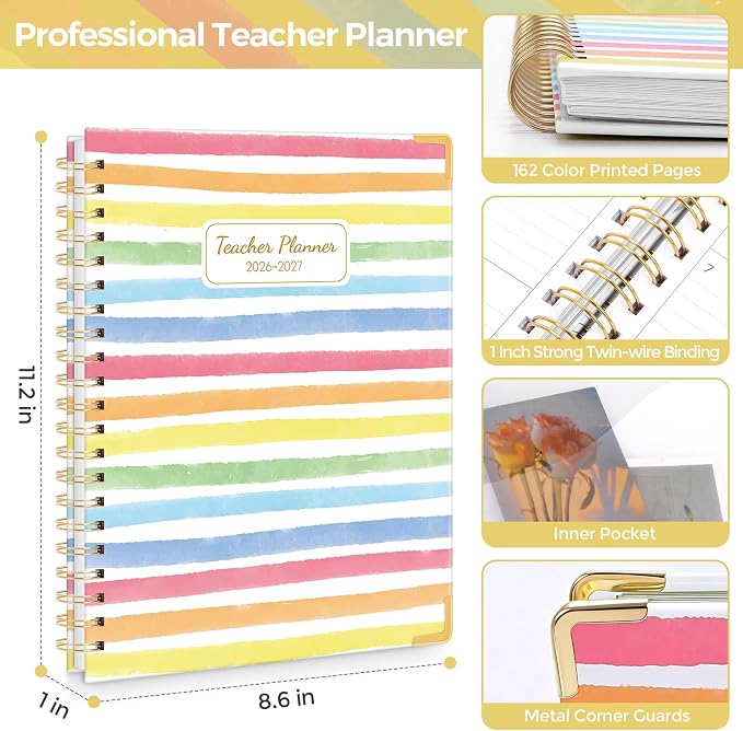 SKYDUE Teacher Planner 2026-2027 Academic Year, 8.5" x 11" Deluxe Teacher - Image 2