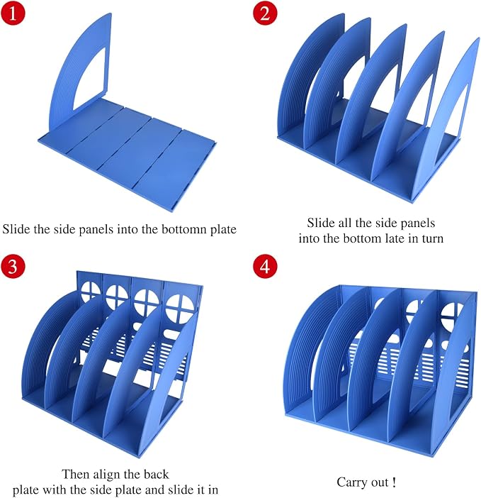 SAYEEC Sturdy Magazine Holder Plastic 4 Compartment Desk File Organizer - Image 7