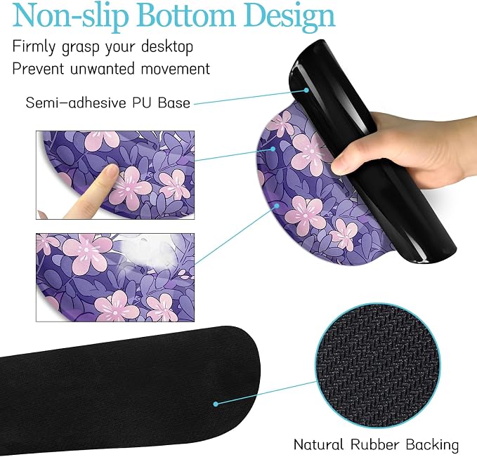 LIMKRIAN Purple Mouse Pad Large Desk Mat Set, Kawaii Cat Computer Mouse Pad - Image 4