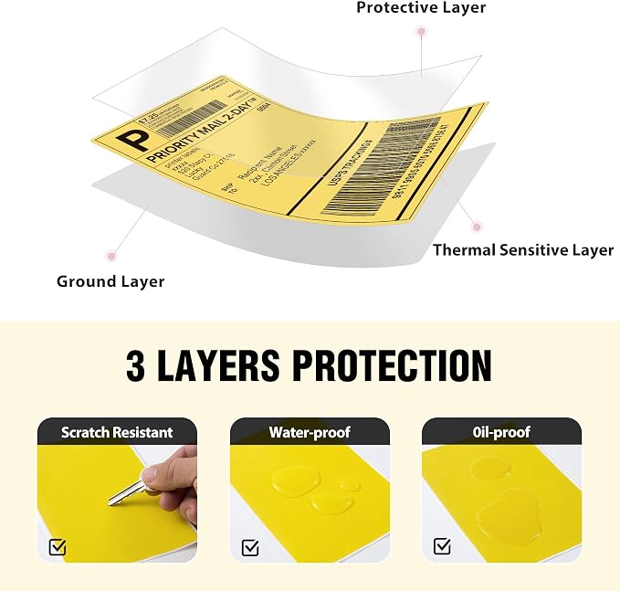 4"x6" Yellow Direct Thermal Labels, 500 Fanfold Shipping & Address Label Paper - Image 3