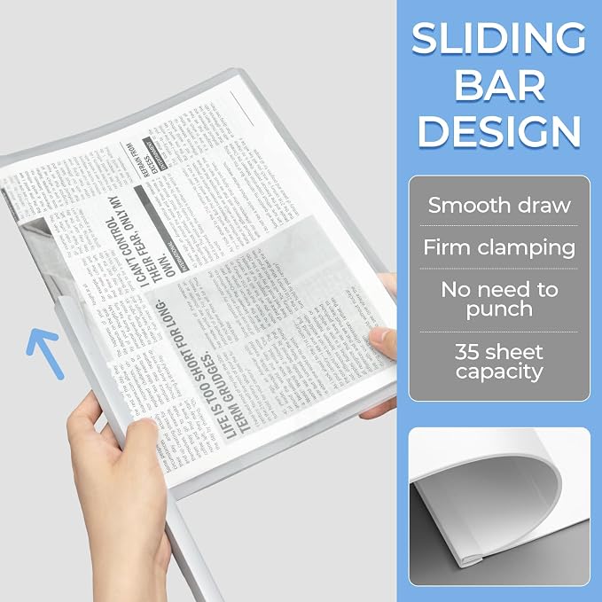 M&G 10 Pack Report Covers with Sliding Bar, 5mm Clear Report Folder - Image 3