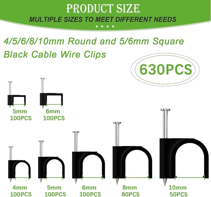 mxuteuk 630PCS Cable Clips - Image 2