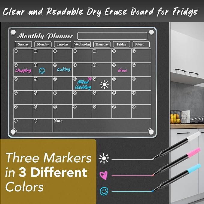 DIYMAG Magnetic Calendar for Refrigerator 4 PCS Dry Erase Whiteboard - Image 5