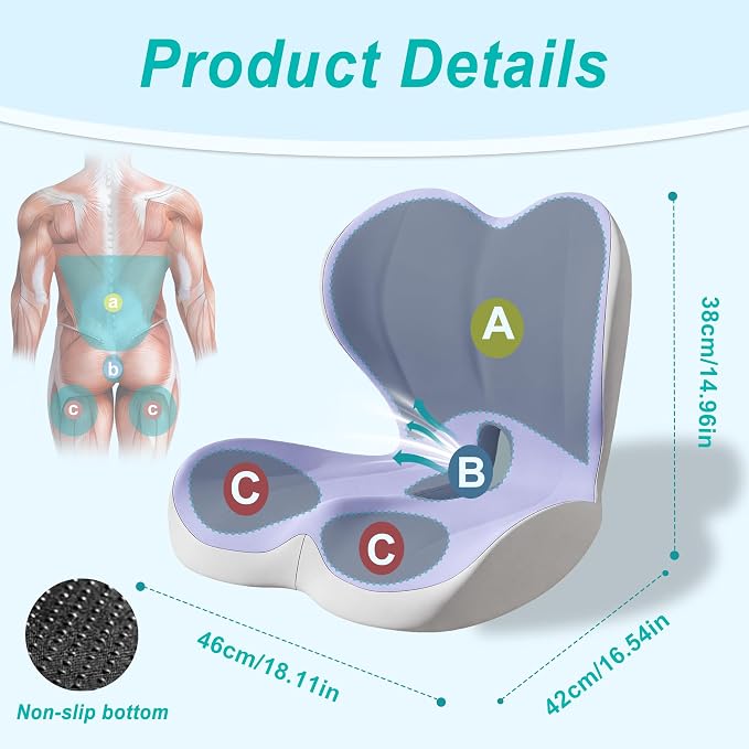 Seat Cushion for Office Chair and Car, Lumbar Support Pillow for Office Chair - Image 2