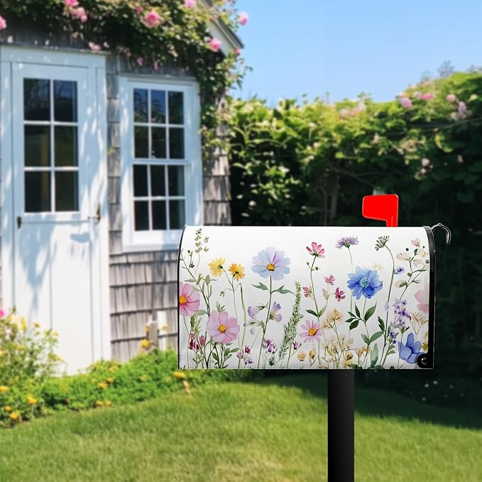 Spring Summer Mailbox Covers Magnetic Colorful Floral Flowers Post Letter Box - Image 7