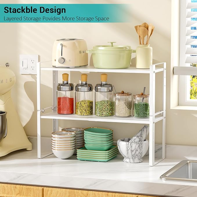 2 Pack Expandable Cabinet Organizer Shelves, 88lbs High Weight Capacity - Image 2