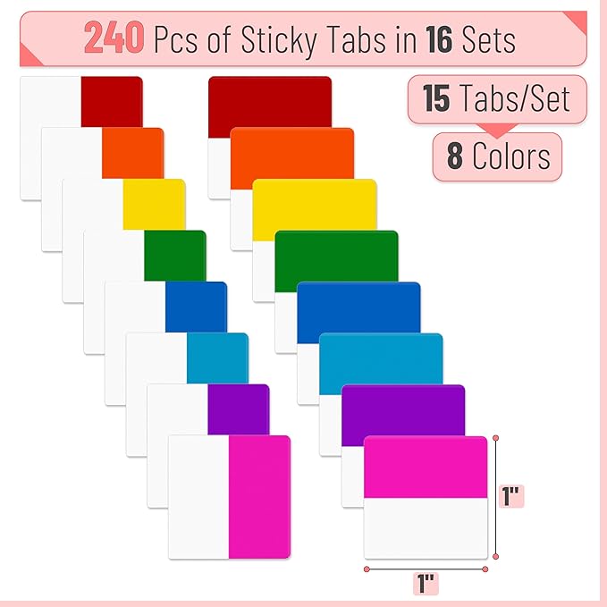 Mr. Pen- Sticky Index Tabs, 240 Pcs, Colorful Sticky Tabs for Notebooks, Page Markers, Page Tabs for Binders, Page Tabs Sticky Tabs for Books, Notebook Tabs, Book Sticky Tabs for Notebooks-DeskLoop Office