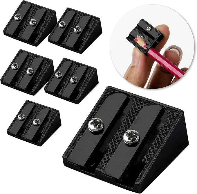 Mr. Pen- Handheld Metal Pencil Sharpener, 6 Pack | 2-Hole Dual Size by MrPen