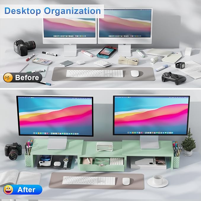 gianotter Dual Monitor Stand Riser, Desk Organizer - Image 2