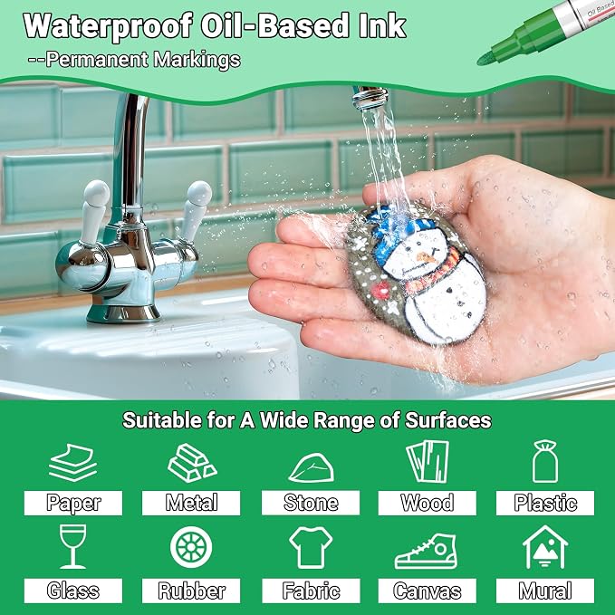 Oil Based Paint Pen, Permanent Paint Marker: Quick-Dry, Waterproof Marker Set - Image 3