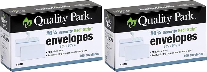 Quality Park #6 3/4 Self-Seal Security Envelopes, Security Tint and Pattern by Quality+Park