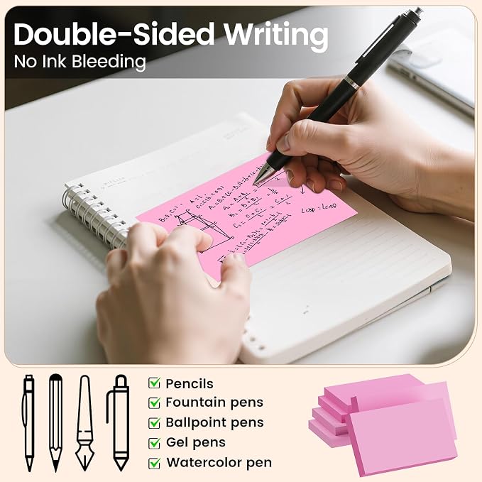 Index Cards 3x5 Inch, Flash Cards, Blank Pink Note Cards Paper - Image 7