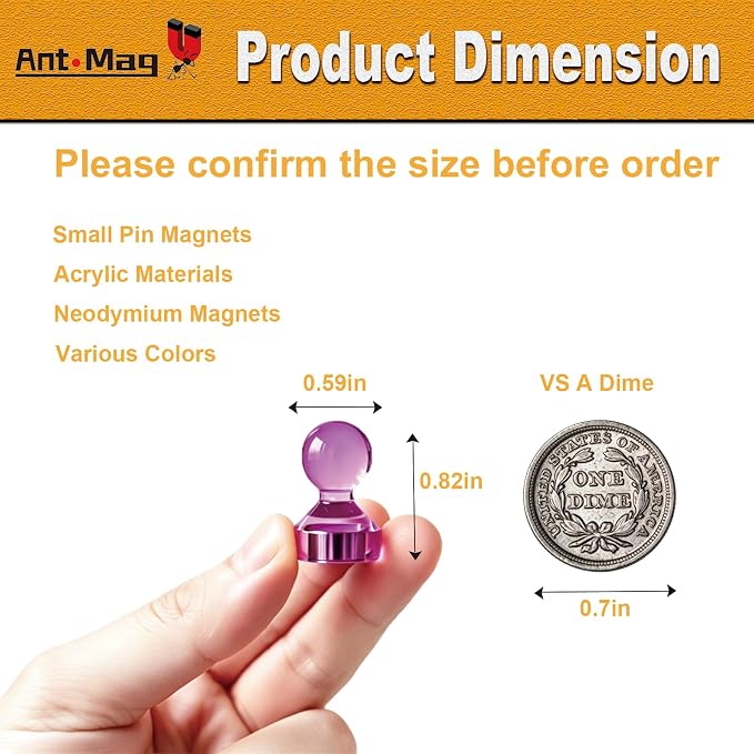 Ant Mag Magnetic Push Pins, 10 Pack Strong Whiteboard Magnets - Image 2