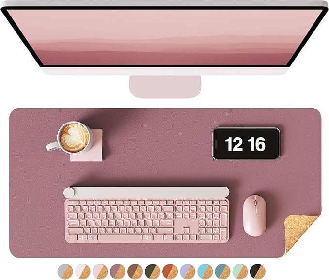 YSAGi Double-Sided Desk Pad, Leather Desk Mat, Eco Cork Desk Pad Protector by YSAGi