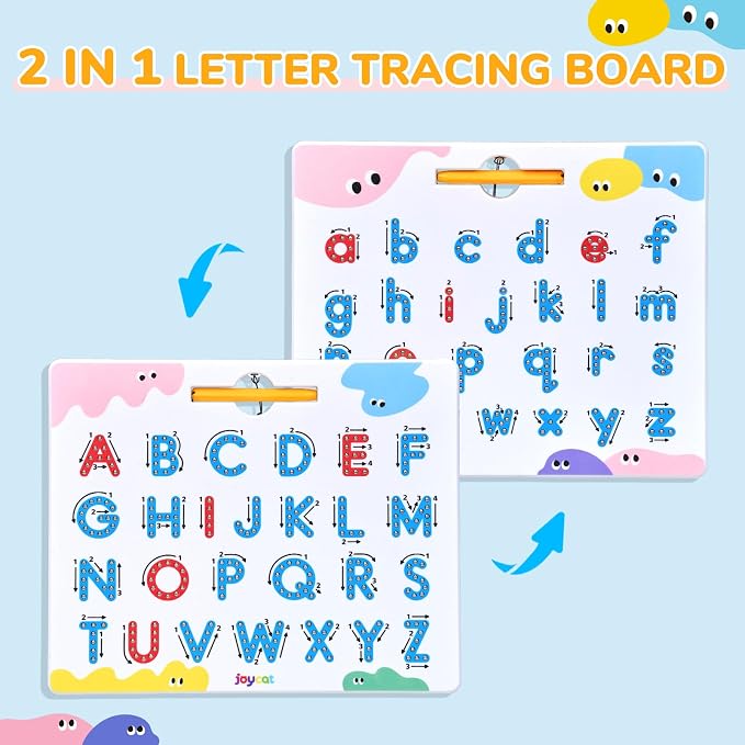 JoyCat Magnetic Letter Tracing Board, 2-in-1 Double-Sided ABC Magnets - Image 2