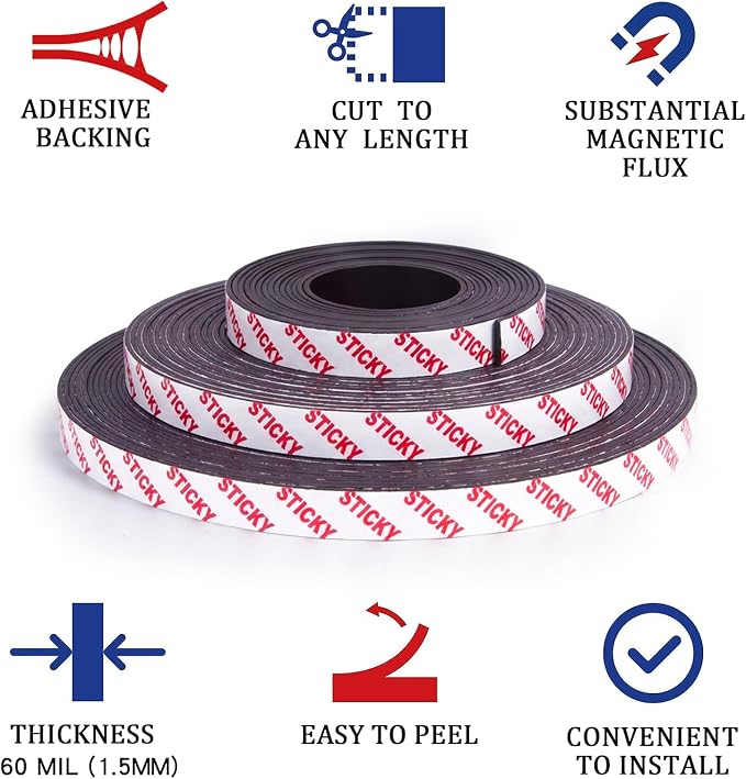Towjug 10 Feet x1/2 in Magnetic Tape Strips Roll - Image 4