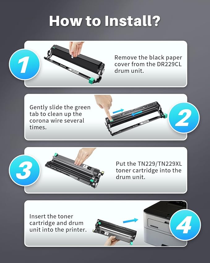 INK4U DR229CL Black Drum Unit Compatible Replacement for Brother DR-229CL DR229 Black Drum Unit for Brother HL-L3220CDW HL-L3280CDW MFC-L3720CDW MFC-L3780CDW HL-L3300CDW HL-L3295CD, 1 Black, No Toner-DeskLoop Office