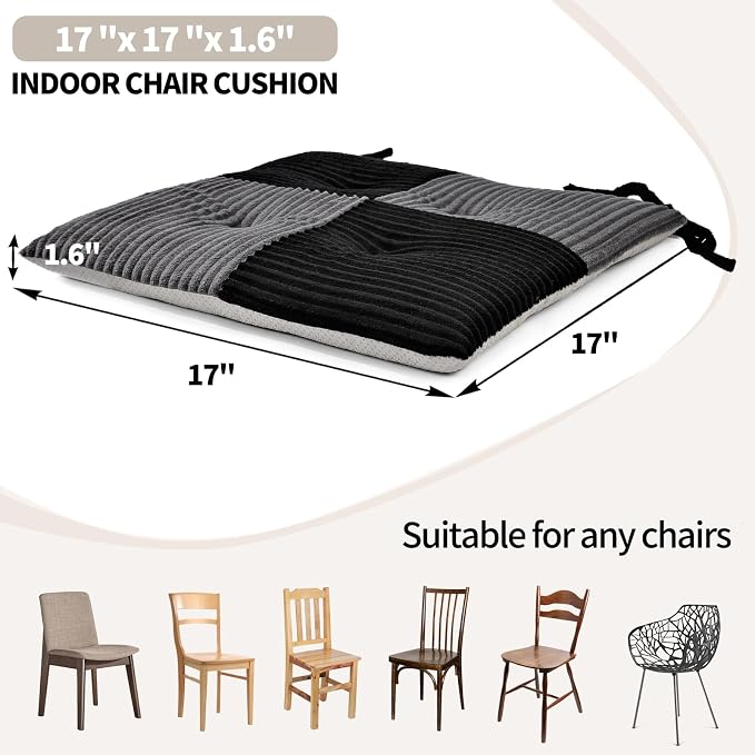 Office Stacking Chair Cushions 4 Pack, Corduroy High Density Foam Kitchen Seat - Image 4