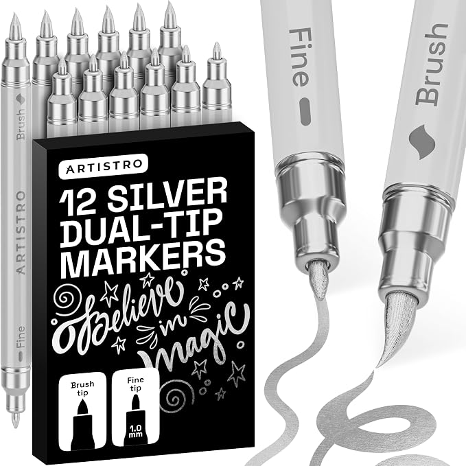 ARTISTRO 12 Silver Acrylic Paint Markers by ARTISTRO
