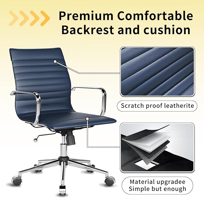 Chair, Desk Computer Chair ，with Armrests ，Ergonomic Office Chair for Home and Office, 17.32 x 22.83 x 35.43 inches, Multiple Colors (Navy)-DeskLoop Office