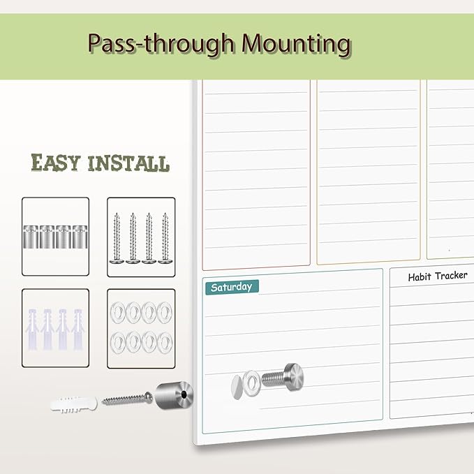 Glass Weekly Dry Erase Board for Wall 16"X 12", Colorful Weekly Calendar - Image 5