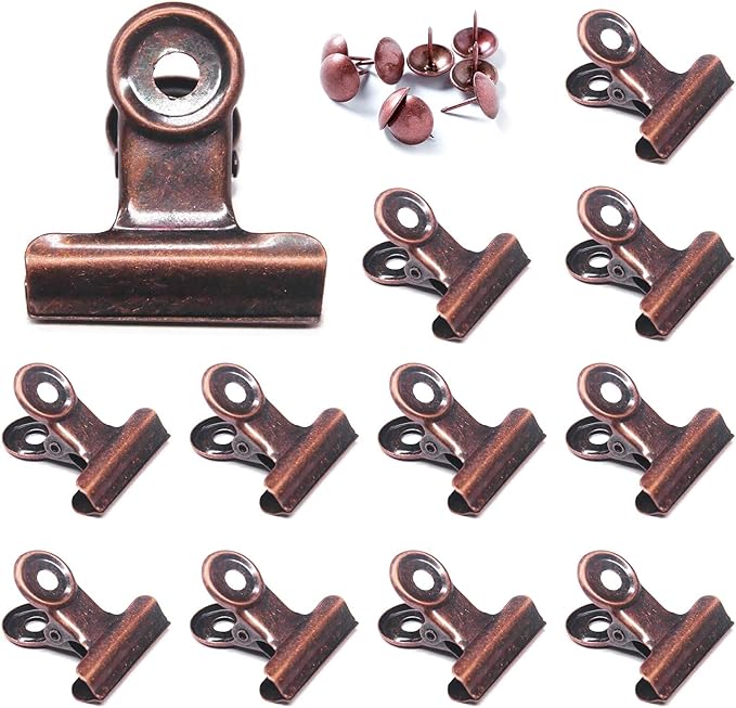 Bulldog Clips with Hole for Push-pin, Paper File Clips with Strong Spring by YUCHIYA