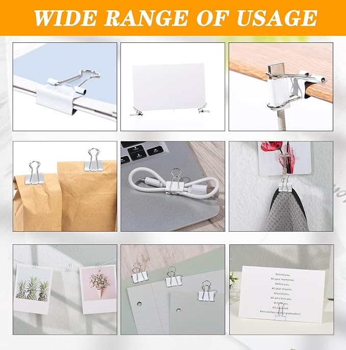 Jetec 300 Pcs 0.75in/19mm White Metal Material Binder Clips Bulk Medium - Image 3