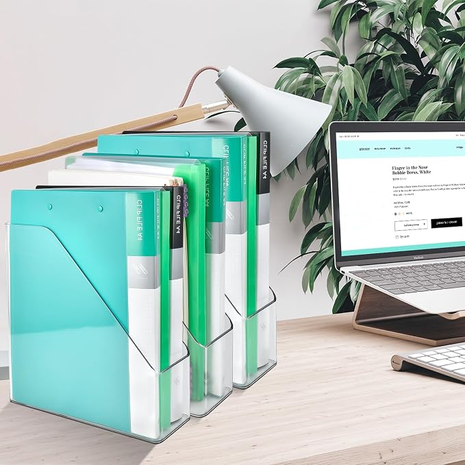 Akamino 2 Pack Acrylic Magazine File Holder, A4 Vertical File Organizer - Image 2