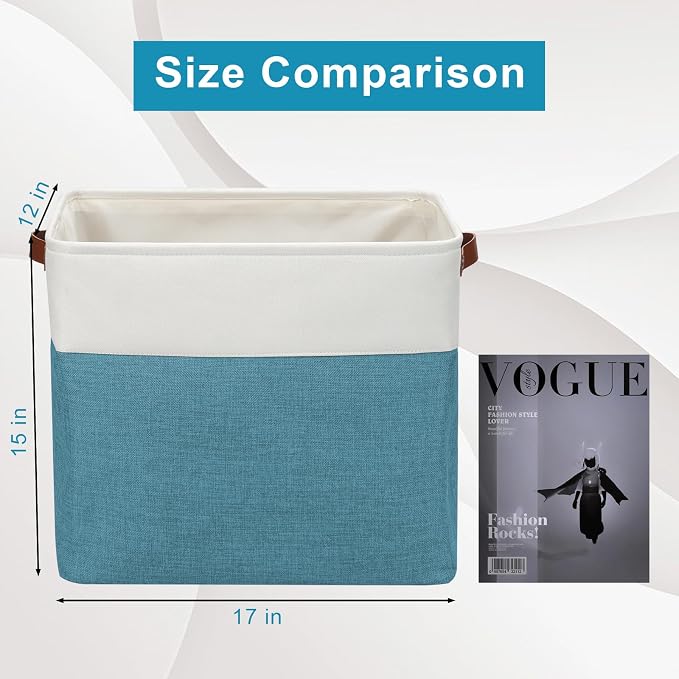 Bagnizer Large Fabric Storage Baskets | 50L Storage Bins, Decorative Linen - Image 3