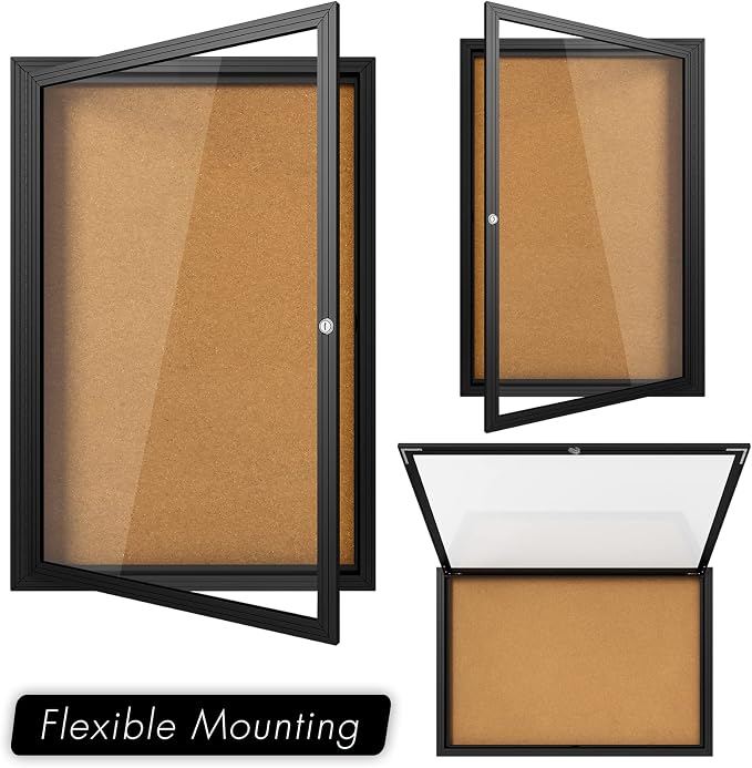 INNOVART Enclosed Bulletin Board 36”x24”, Lockable Cork Noticeboard - Image 6