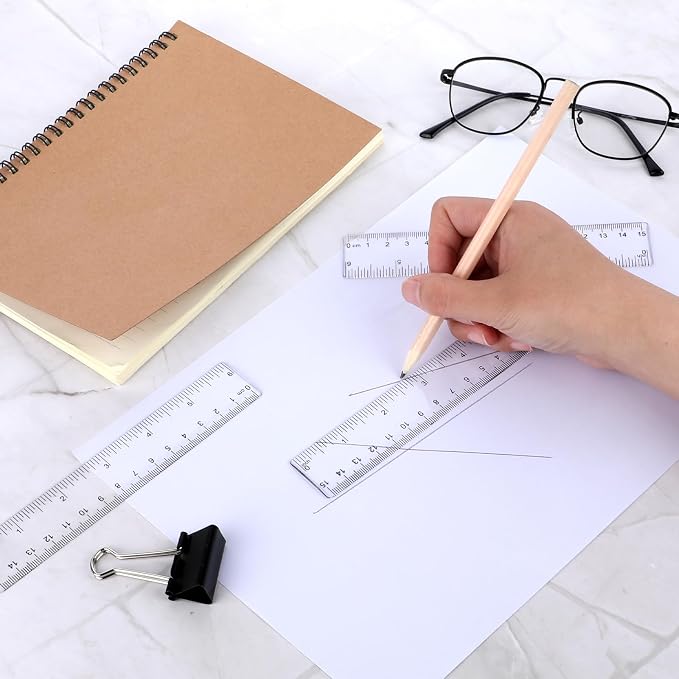 3 Pack 6 Inch Ruler Set Plastic Straight Ruler Transparent Measuring Tool - Image 3