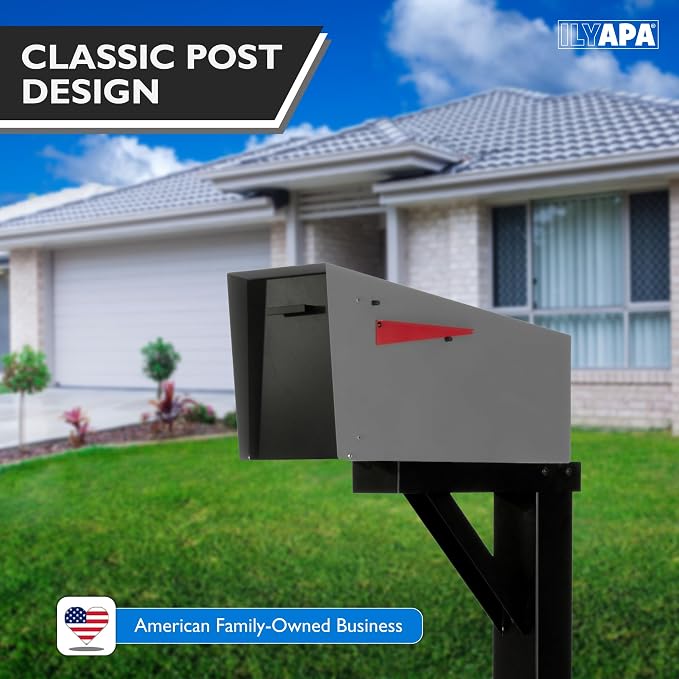 Ilyapa Black Metal Mailbox Post - Image 3